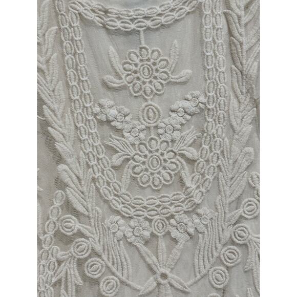 Style & Co Top Womens 3X Plus Cream Lace 3/4 Sleeve Boho Glam cocktail career - Picture 9 of 10